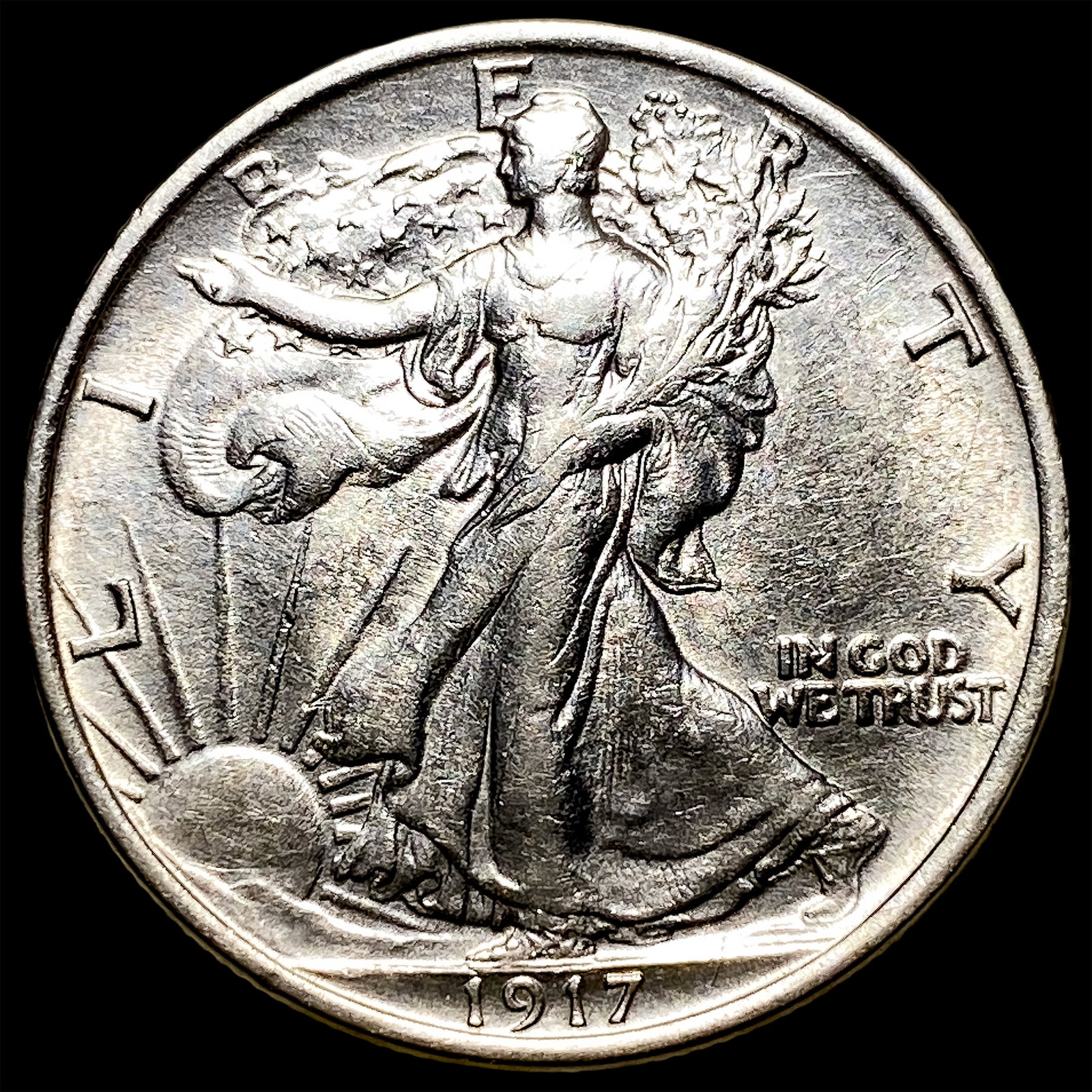 1917 Walking Liberty Half Dollar Closely Unc: 1917 Walking Liberty Half Dollar Closely Unc