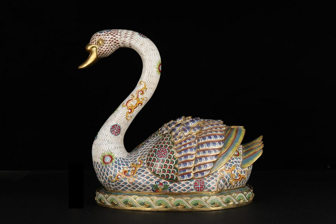 A Goose Shaped Cloisonne Ornament: Height: 40.5cm; Length: 43cm; Width: 26.5cm; Weight: 11kg