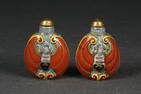 Pair of Porcelain Guan Kiln Snuff Bottle