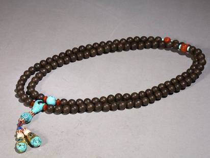 An Agarwood Rosary: Bead-Diameter: 1.1cm; Weight: 82g