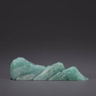 A Jadeite Brush Rack: Height: 2.7; Width: 9.6; Thickness: 1.45cm; Weight: 59g