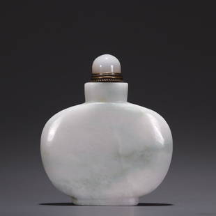 A Jadeite Snuff Bottle: Height: 6.6; Width: 5.8; Thickness: 1.4cm; Weight: 88g