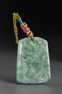 A Jadeite Pendant: 3.6*0.6*4.8cm; Weight: 29g