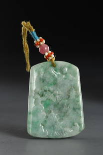 A Jadeite Pendant: 3.6*0.6*4.8cm; Weight: 29g