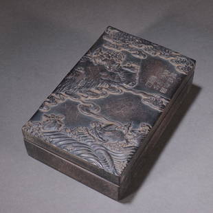 A Duan Stone Ink Slab, Luo Qi Mark: Height: 4.5cm; Length: 15.5cm; Width: 10.5cm