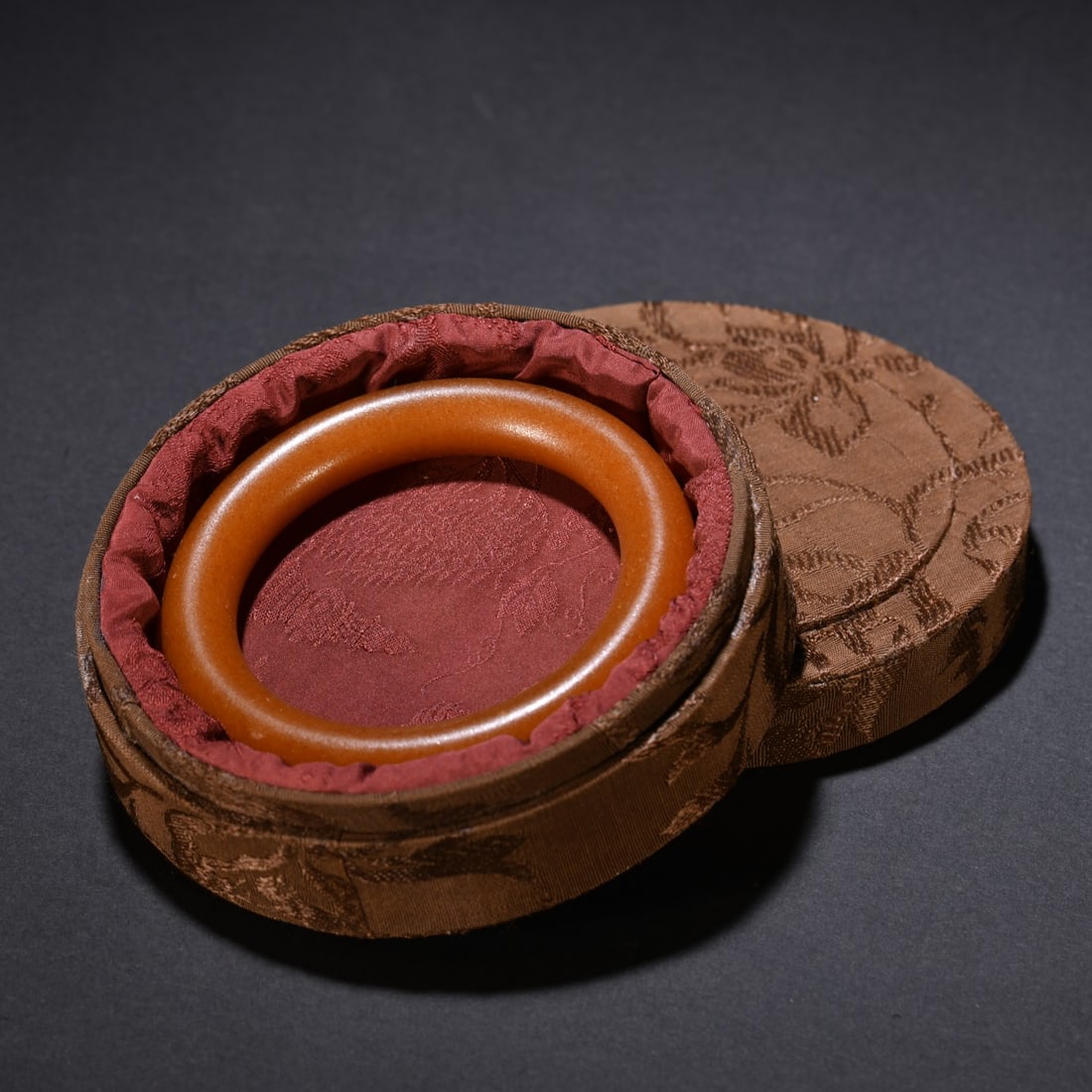 An Amber Box: Thickness: 1.1cm; Inner-Diameter: 6cm; Weight: 28g