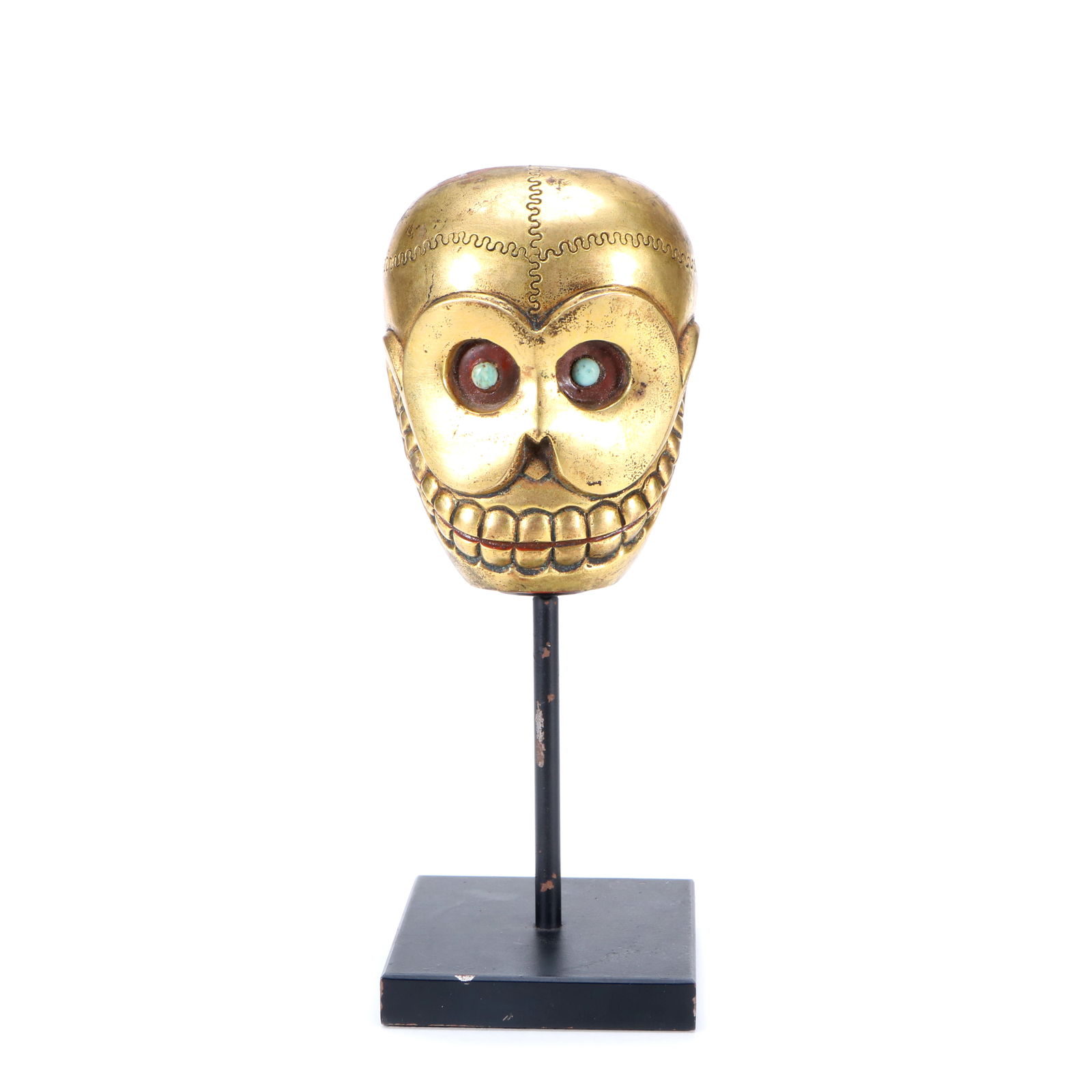 Gilded Copper skull: Height 19cm Width 7cm