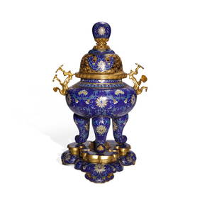 Qing Dynasty Qianlong mark Cloisonn?? Enamel Incense Burner with Ganoderma Ears (1 of 5)