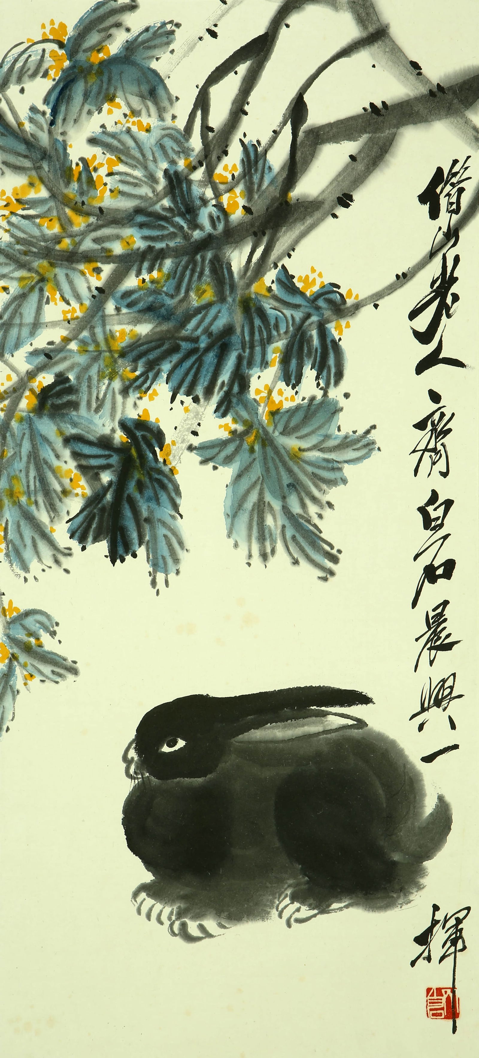 Qi-baishi mark Painting of a Jade Rabbit: 66??30cm