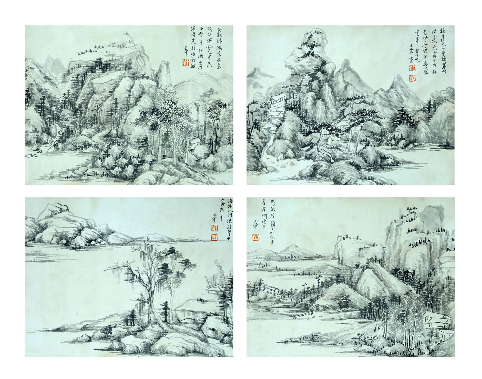 A Pair of Landscape Screens marked Wang Hui: 22??28cm??2