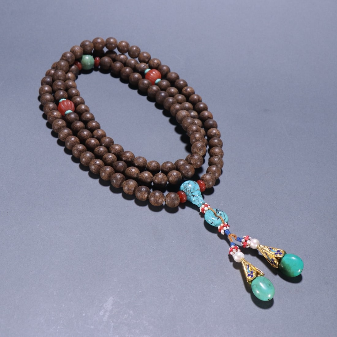 Qing Dynasty Agarwood Buddhist Beads: 1/77.4g
