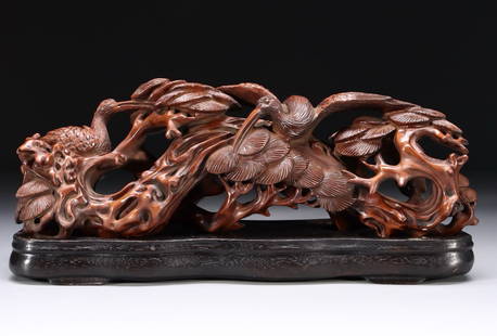 Qing Dynasty Boxwood Pen Holder: 9*21.5*6.5/445g