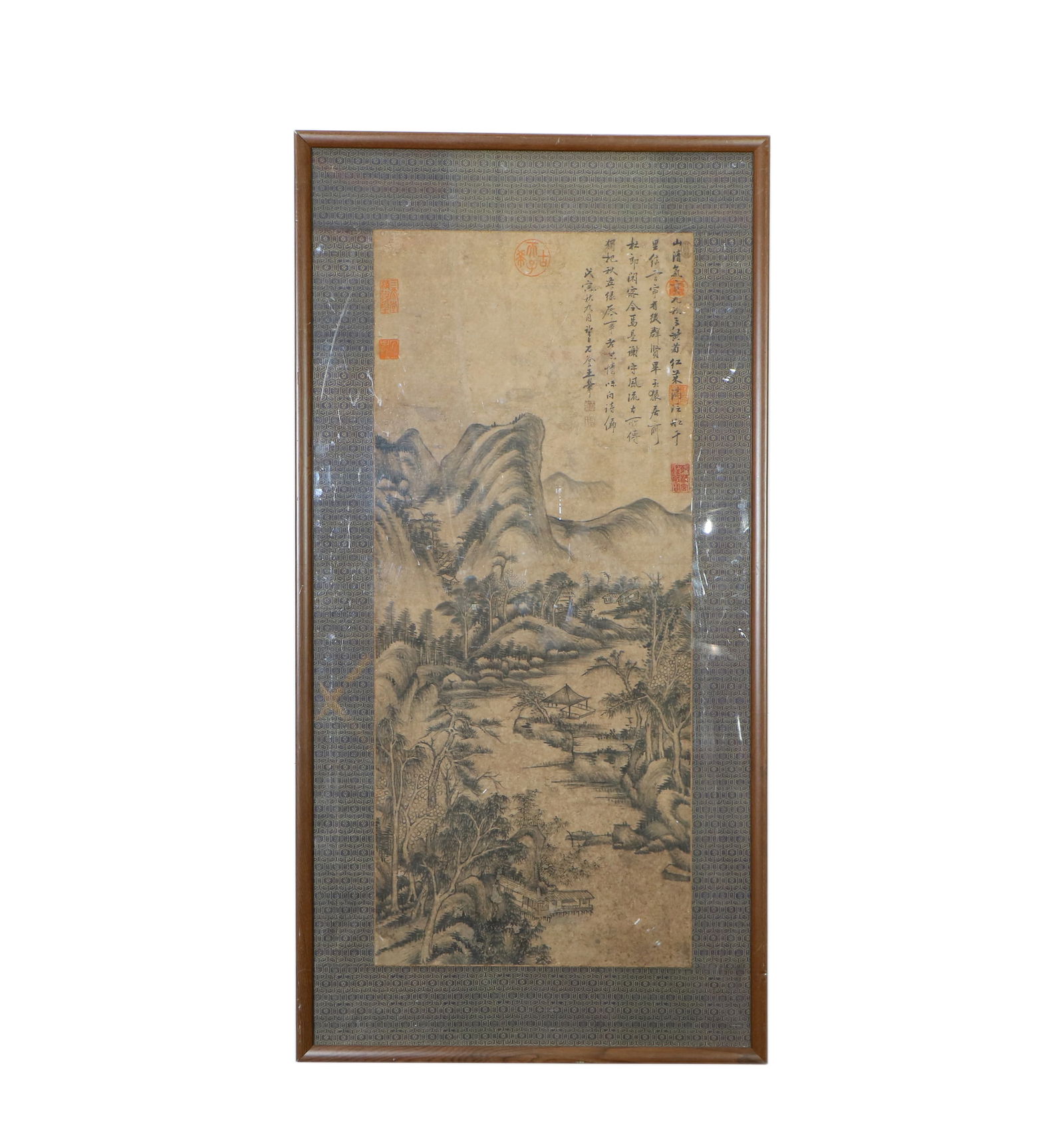 Wang Hui Mark Landscape Ink Frame (Paper): Height 91cm Width 39cm
