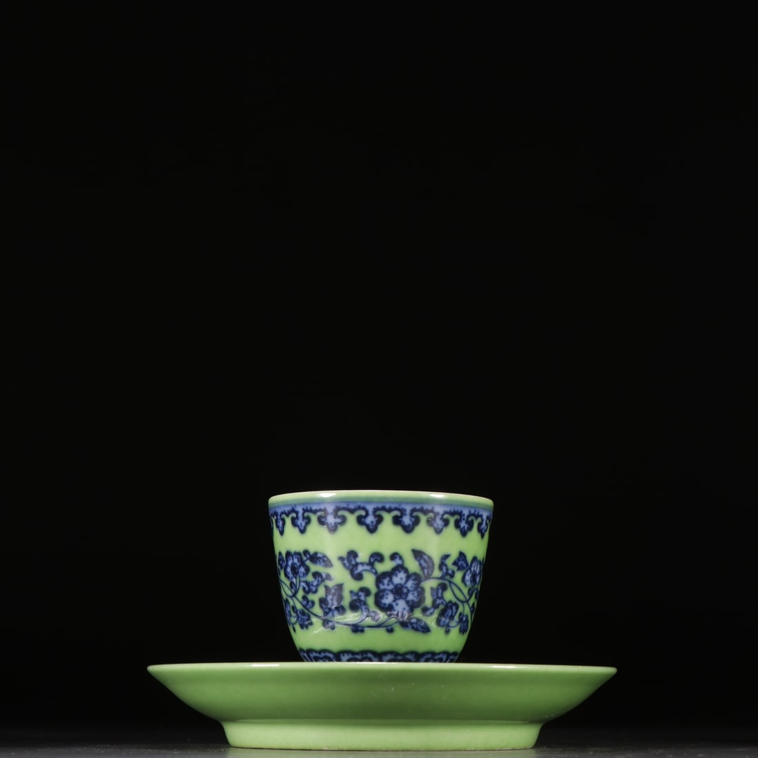 Apple green blue and white pattern cup: Height 8cm Width 13.3cm