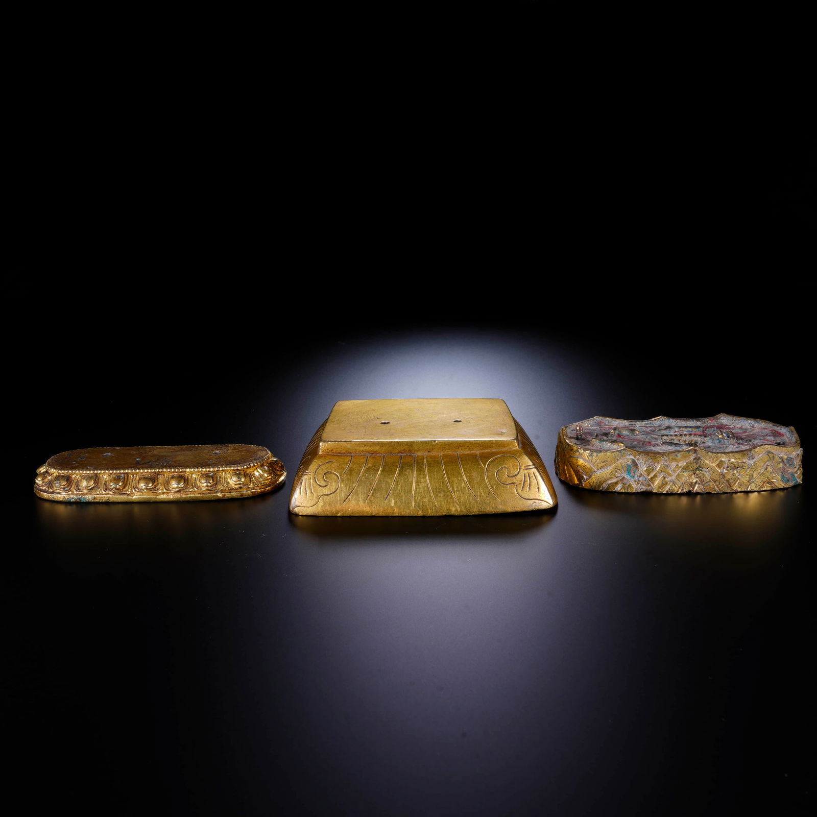 Qing A set of gold-plated copper back | ?? ??????????: D:8cm H:0.9cmD:8cm H:2cmD:7.5cm H:1.5cm