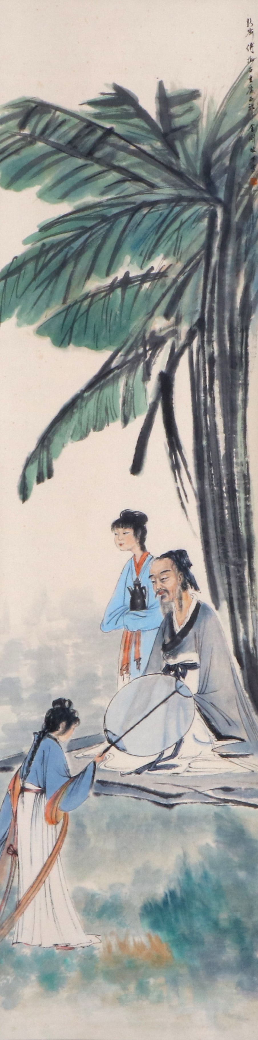 Fu Baoshi Mark figure hanging scroll: Length 171cm, Width 42.5cm