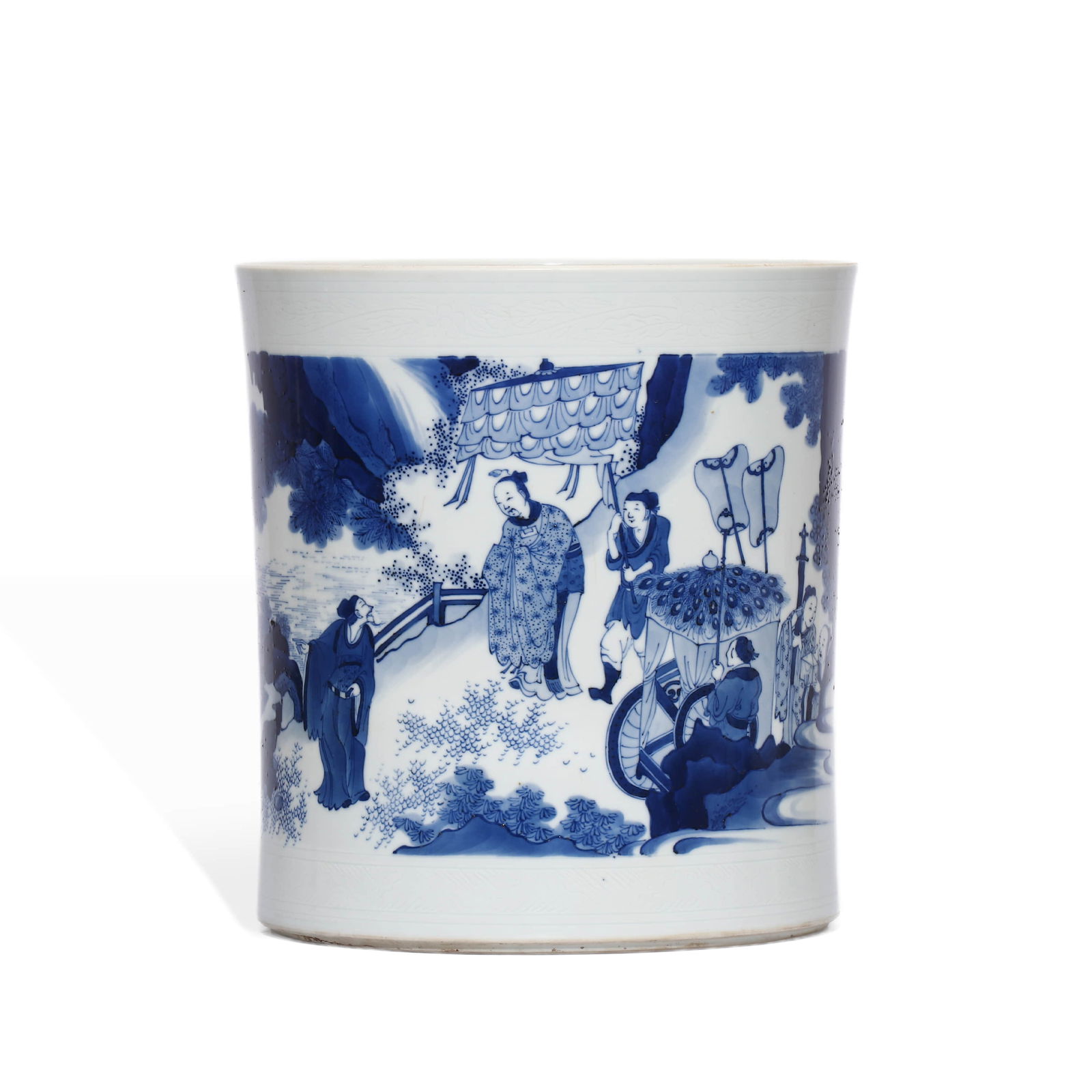 Ming Chongzhen Period Brush Pot with Picture of King Wen Visiting the Virtuous (1 of 5)