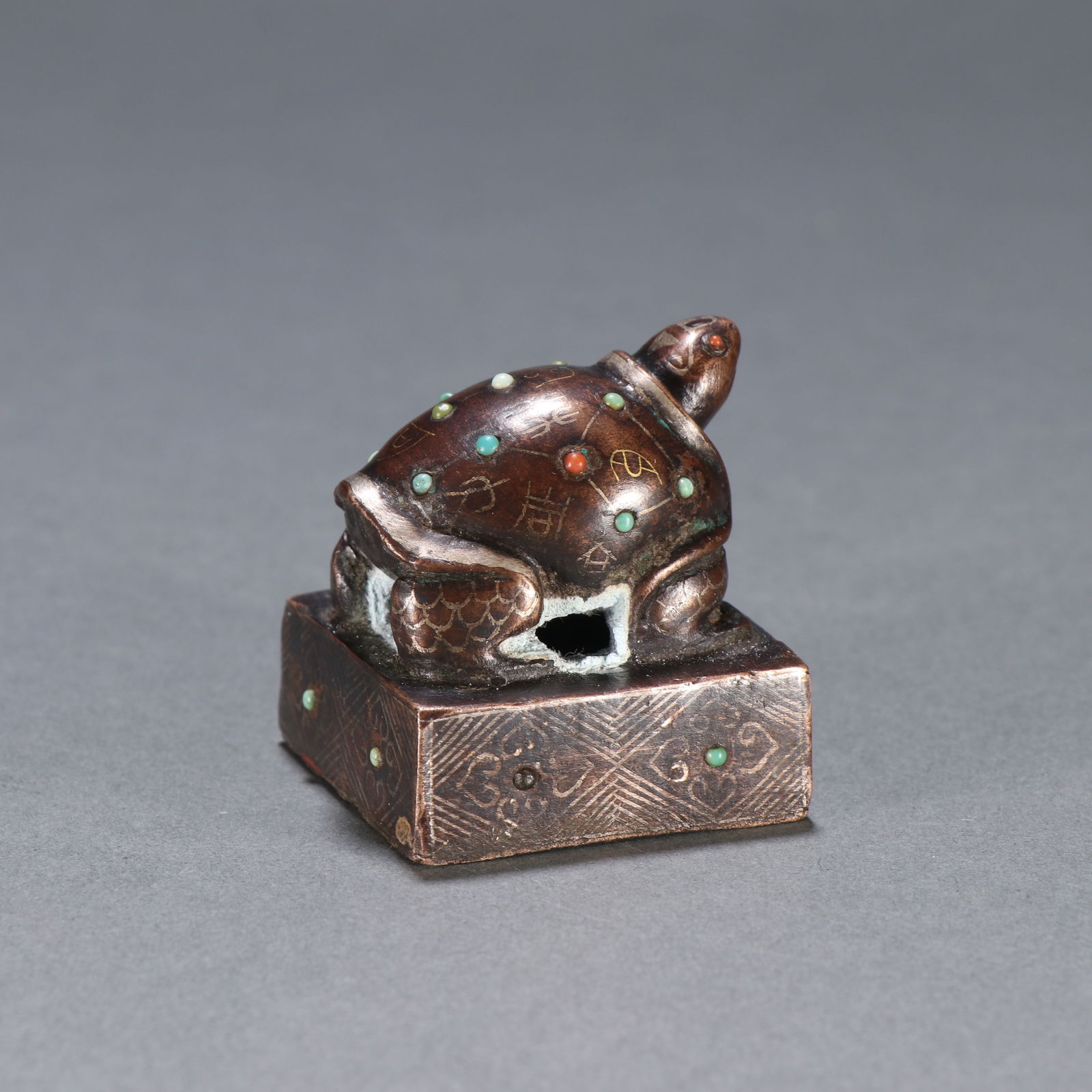 Han Dynasty Bronze Inlaid with Gold and Silver Seal (1 of 4)