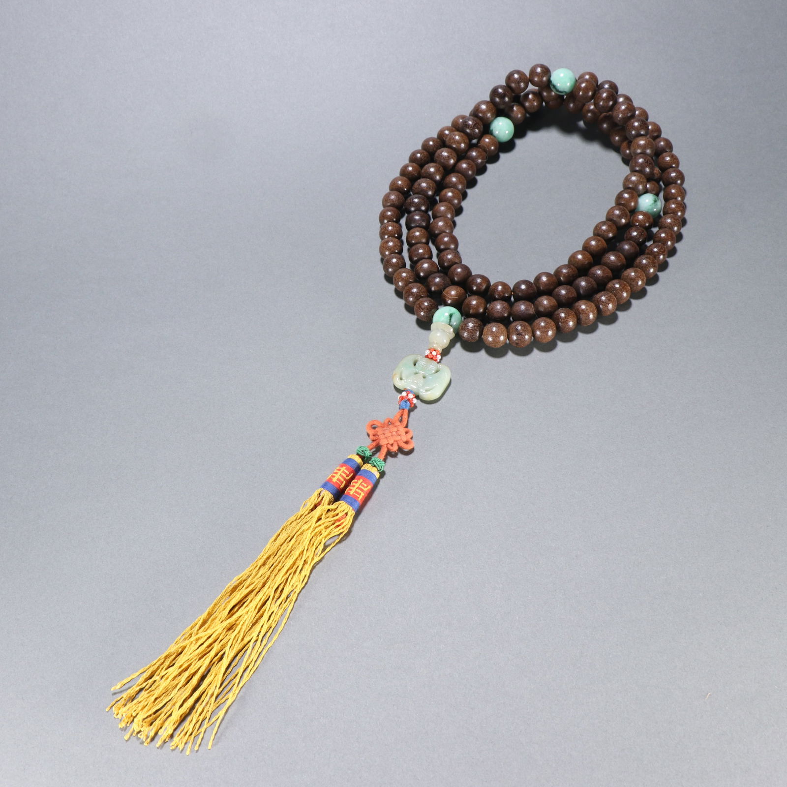 Qing Dynasty Agarwood 108-Bead Buddhist Prayer Beads: 1.2/131.5g