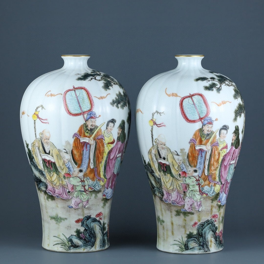 Yongzheng mark Famille Rose Plum Vase: 32.5*5*18.6