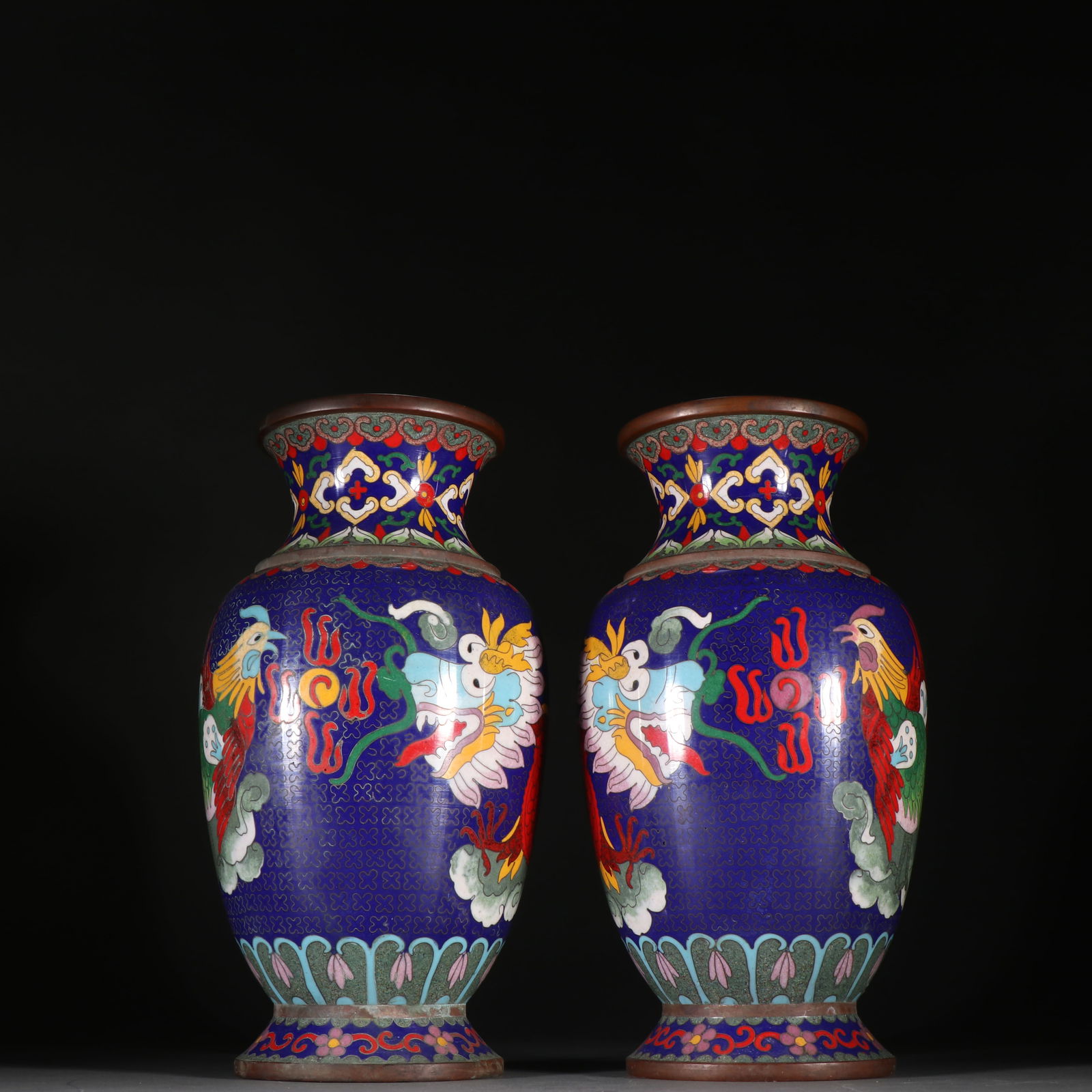 A Pair of Copper-bodied Cloisonné Vases (1 of 4)