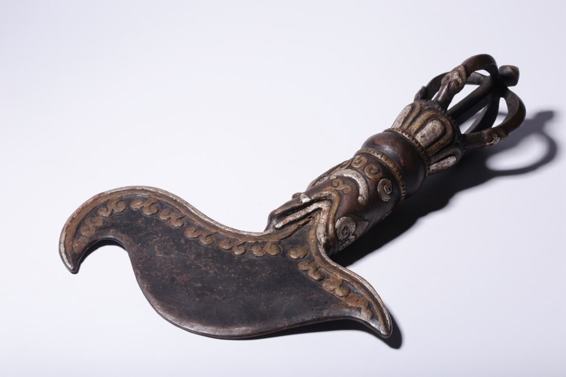 Qing Dynasty Iron Scissors with Gold and Silver Vajra Axe (1 of 2)