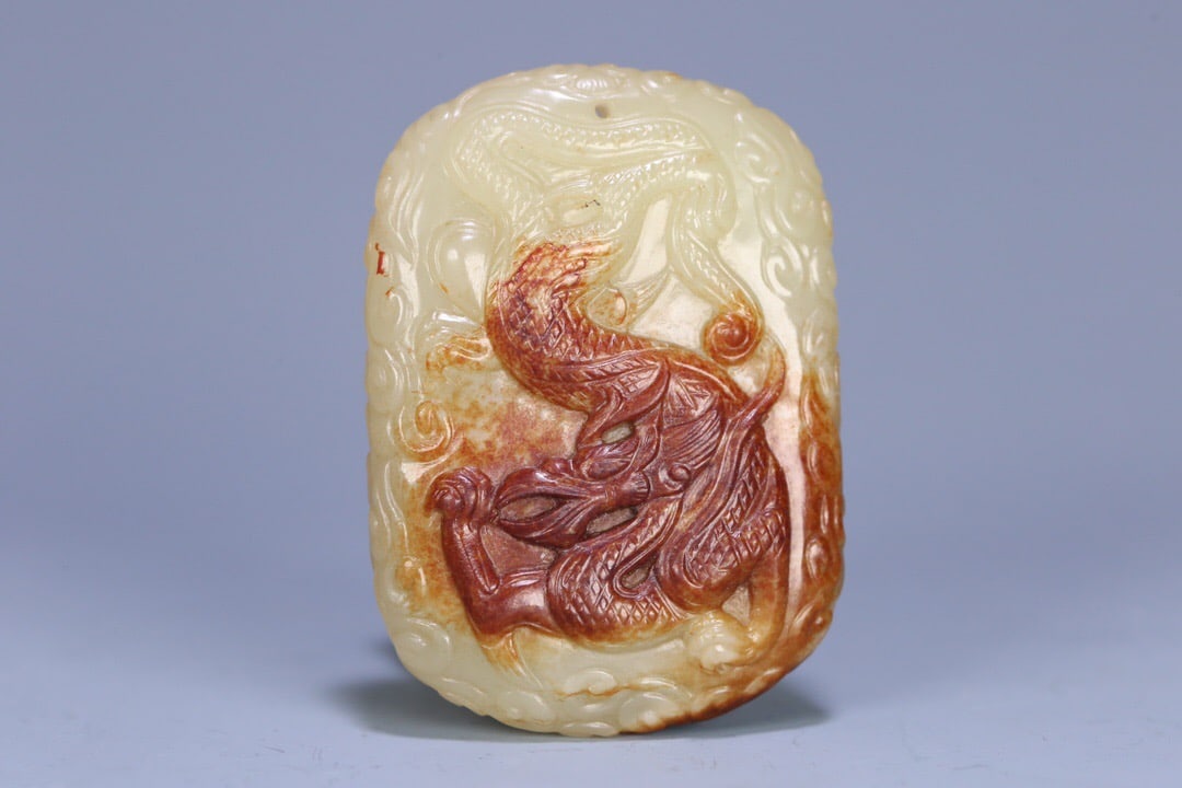 Hetian Jade Plaque: 6*4.3*1.3/64g