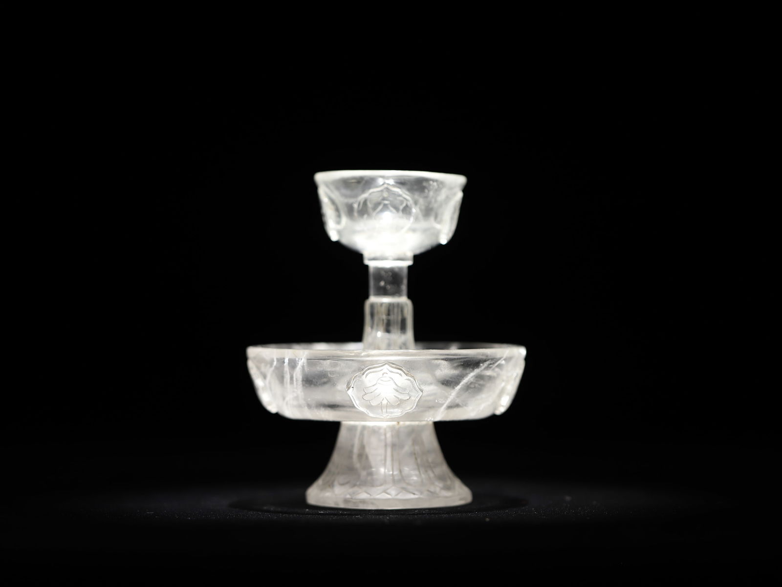 Qing dynasty crystal butter lamp: 13*10.7/281.4g