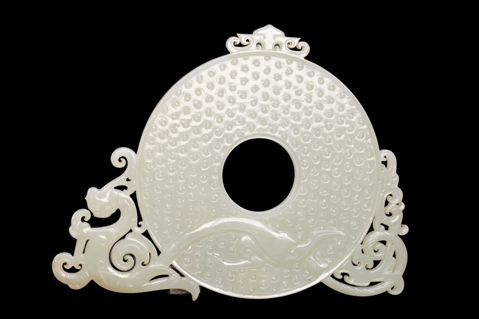 Hetian Jade Bi (Disc): 15*11.7*0.3/108.9g