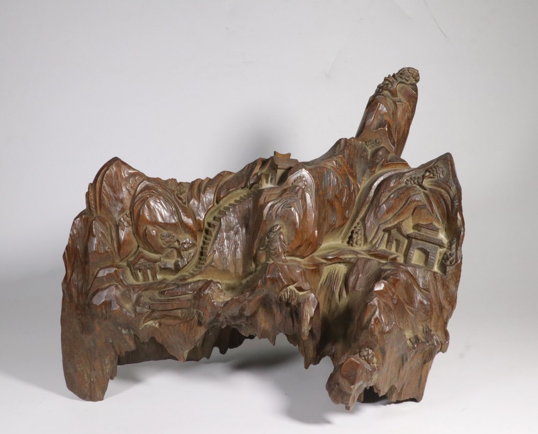 Republic of China mark Large Agarwood Mountain-Shaped Ornament (1 of 2)