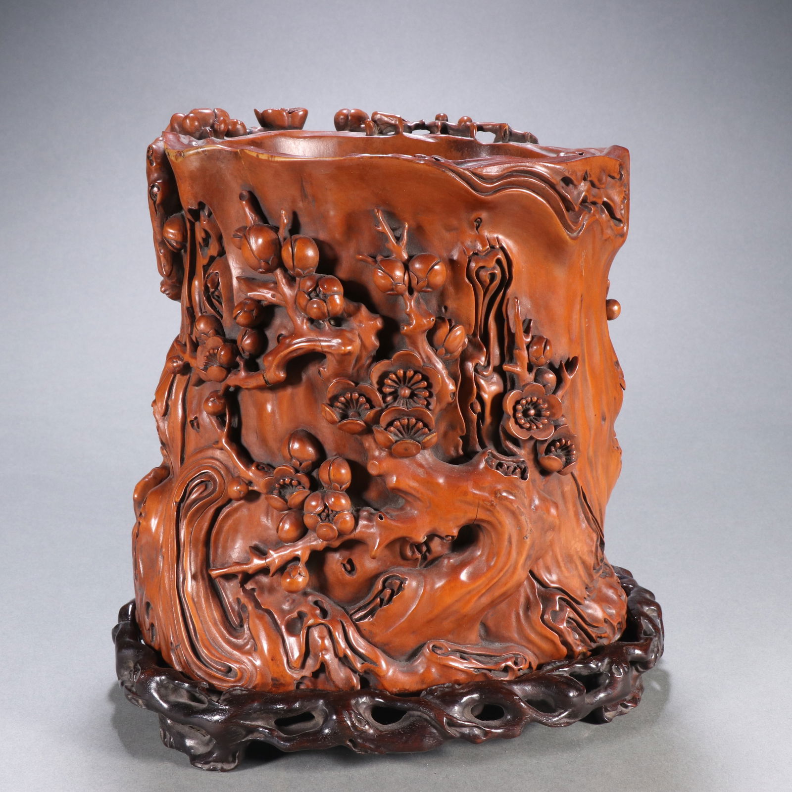 Qing Dynasty Boxwood Brush Holder: 21.5*17/2133g