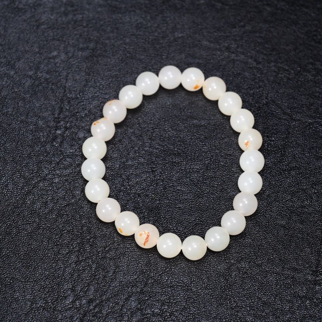 Hetian Jade Round Bead Bracelet (1 of 1)