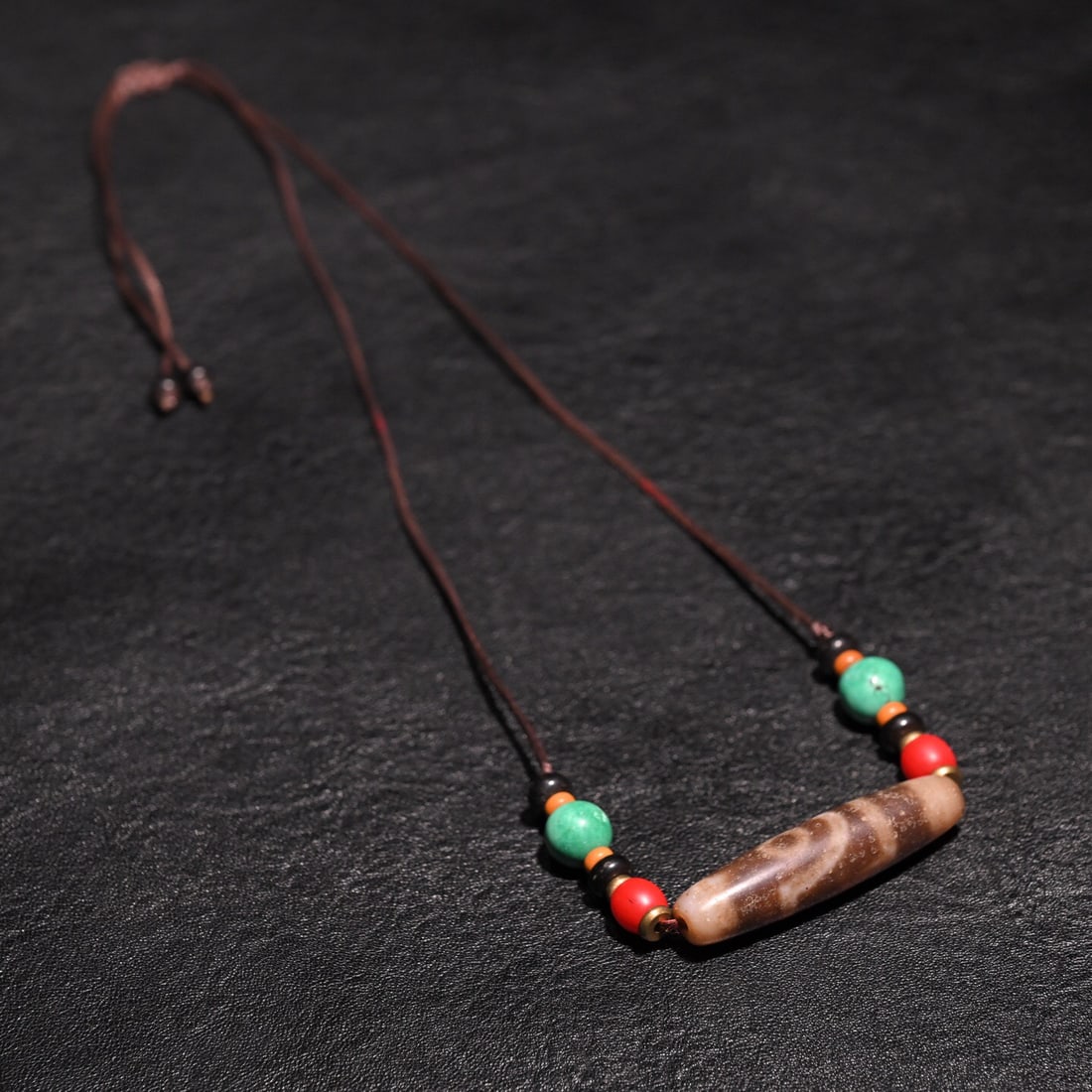 Tibetan Two-Eyed Dzi Bead Necklace (1 of 1)