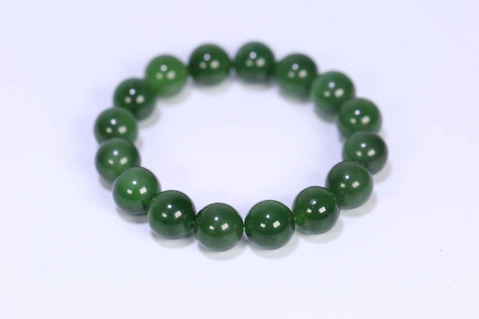Hetian Jade Bead Bracelet (1 of 1)