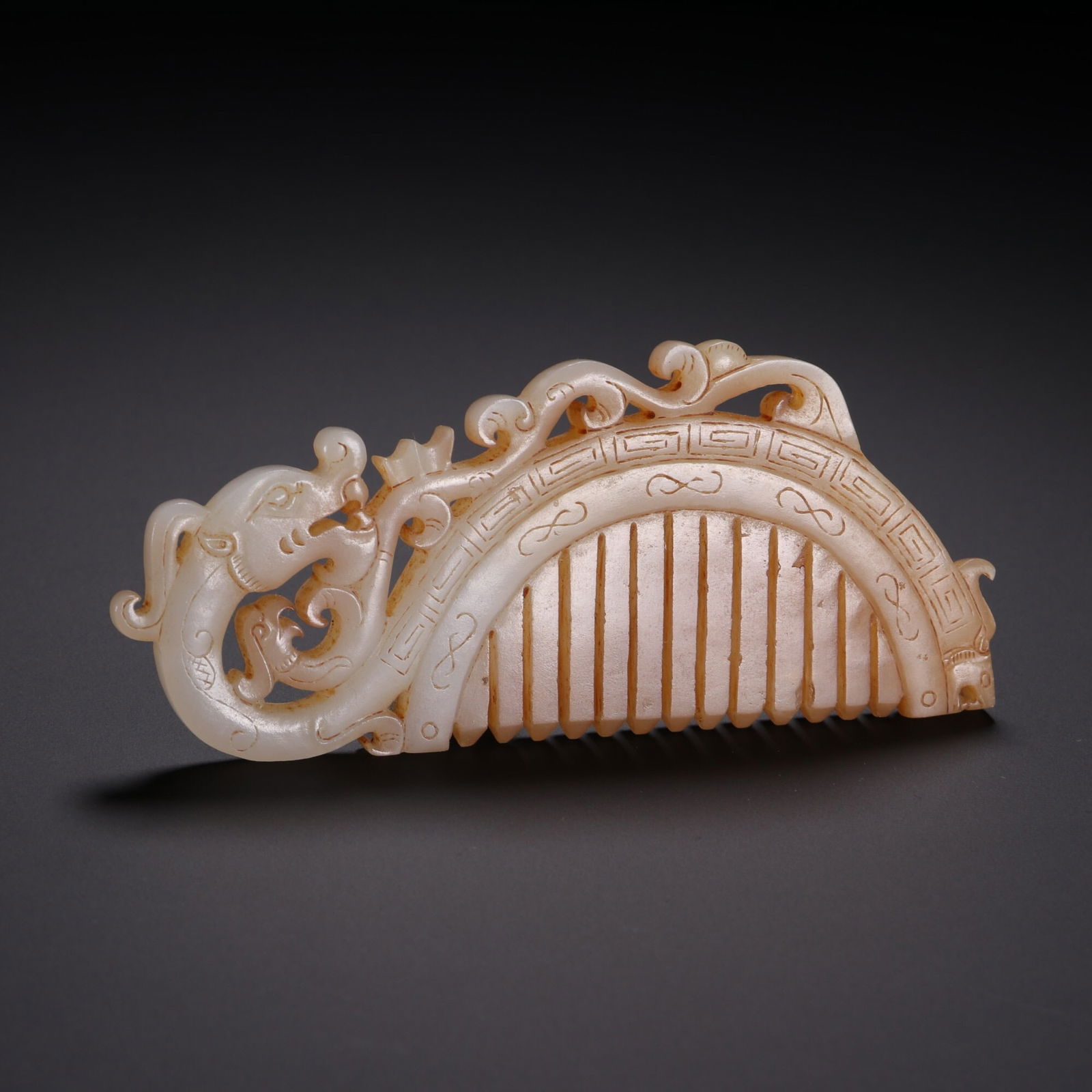 Qing Dynasty Hetian Jade Comb: 10.6*4.6/52g