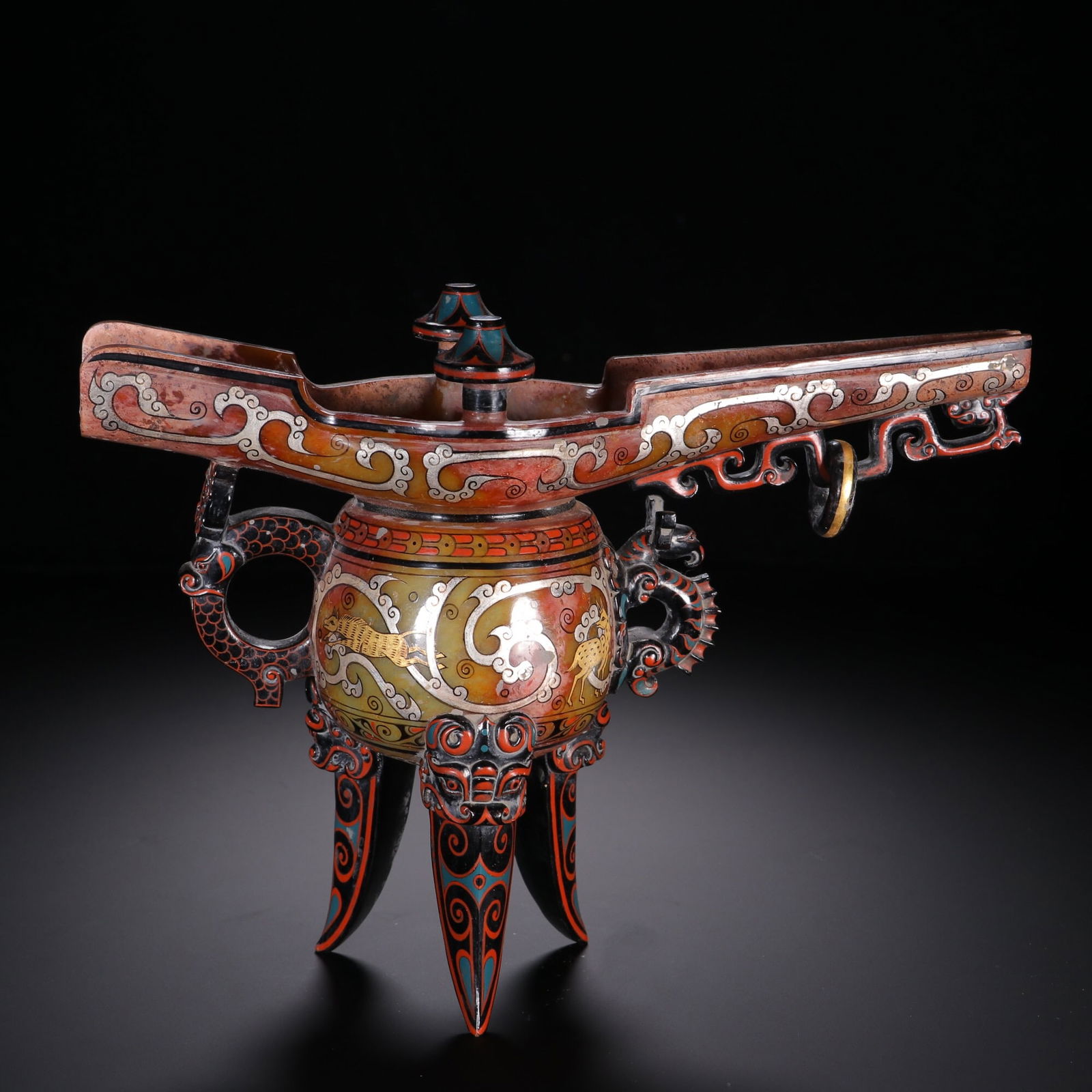 Jade Gilded Silver Wine Cup: 19*25.5/970g