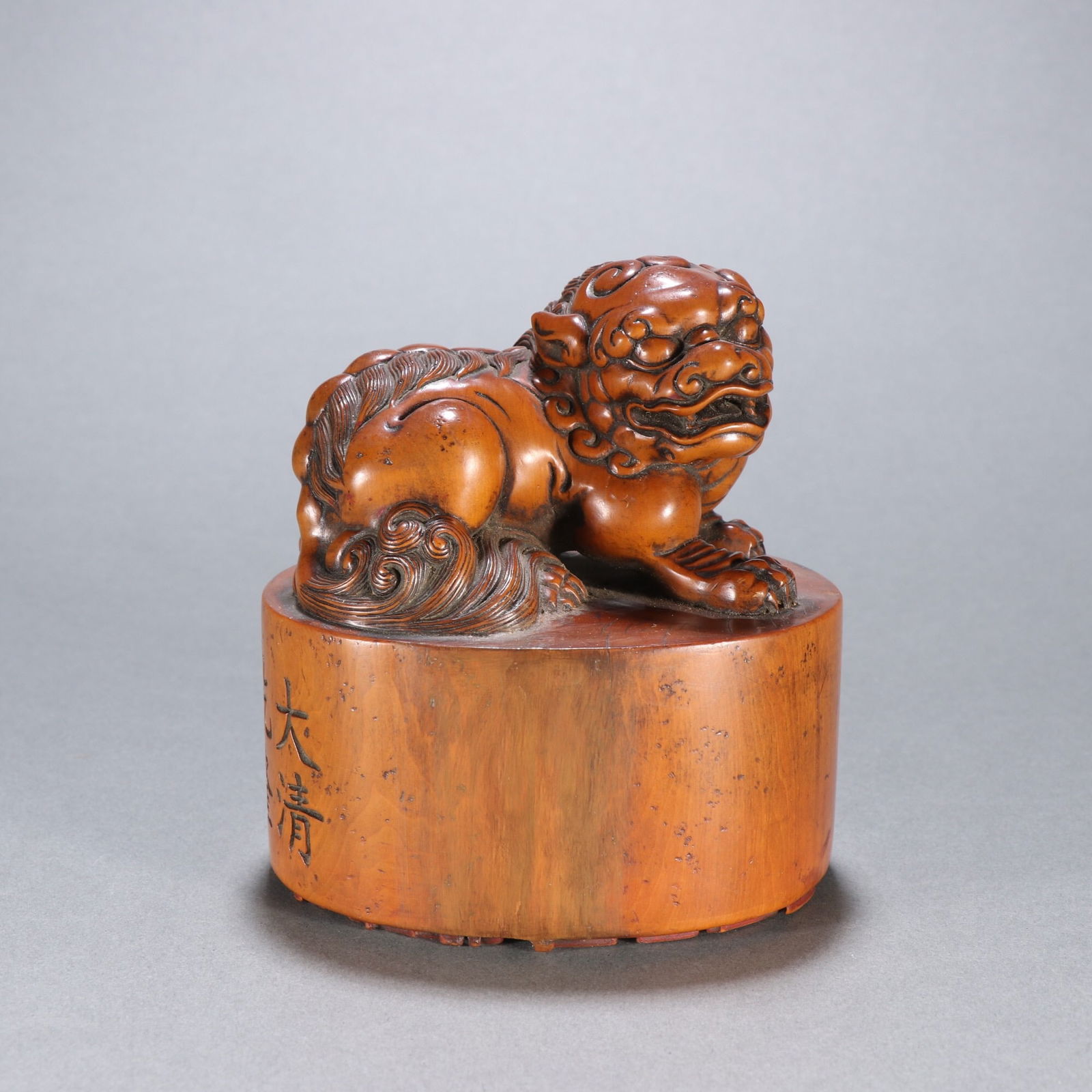 Qing Dynasty Boxwood Seal: 11.1*10/410g