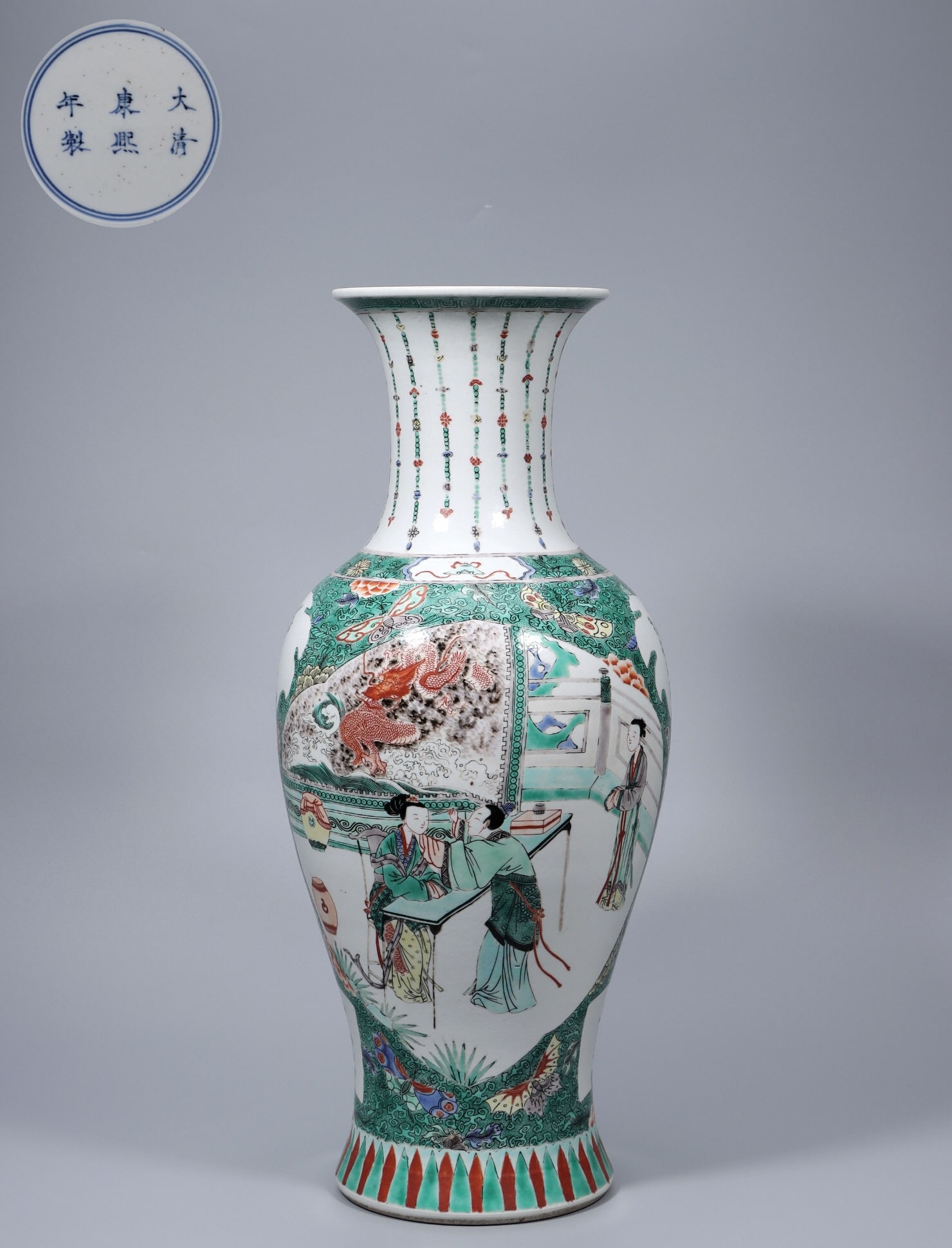 Kangxi-marked polychrome Guanyin vase (1 of 5)