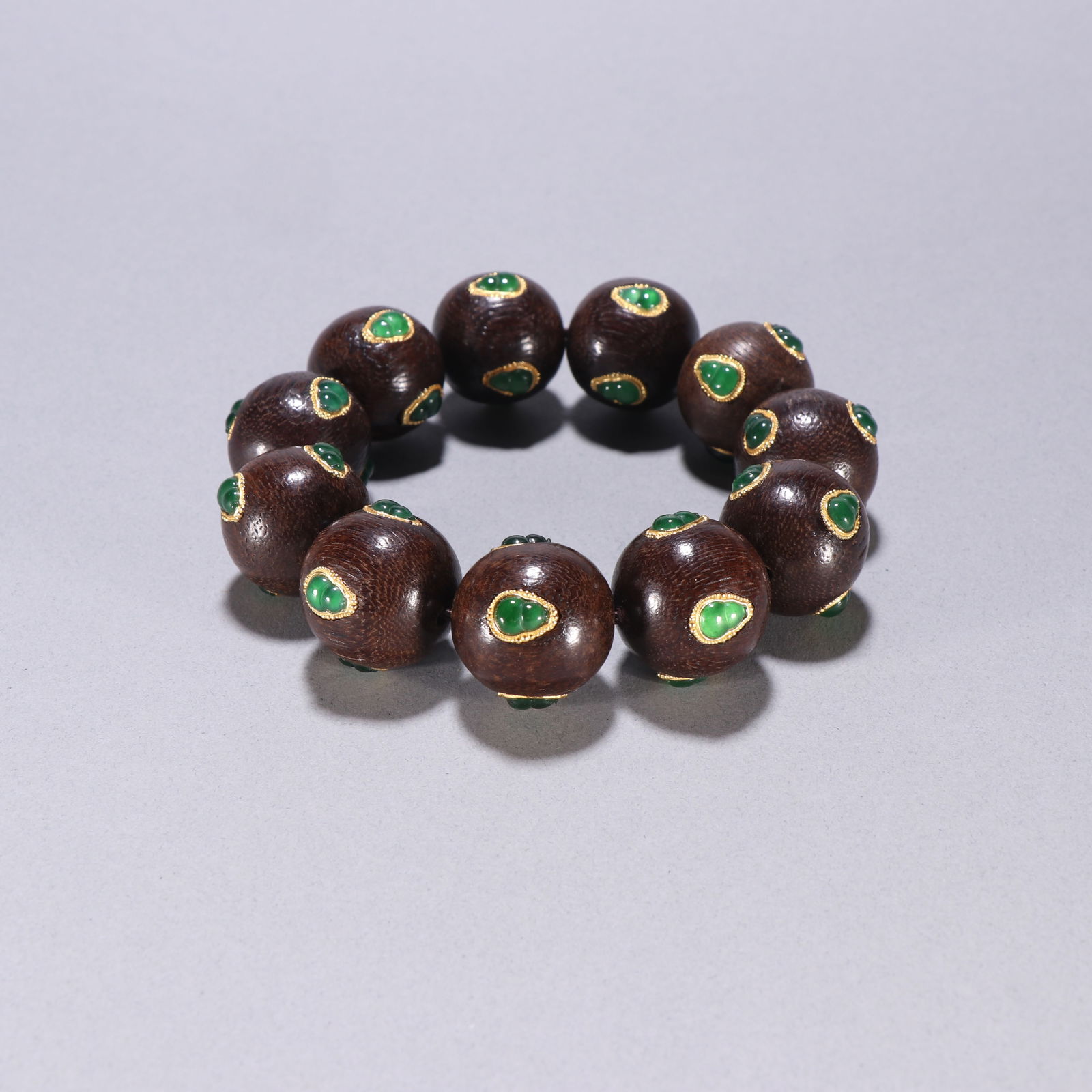 Agarwood and jade inlaid bracelet (1 of 1)