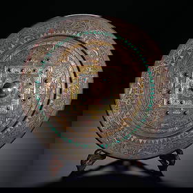 Han Dynasty Bronze Mirror Inlaid with Gold and Turquoise: 25.5/2.64kg