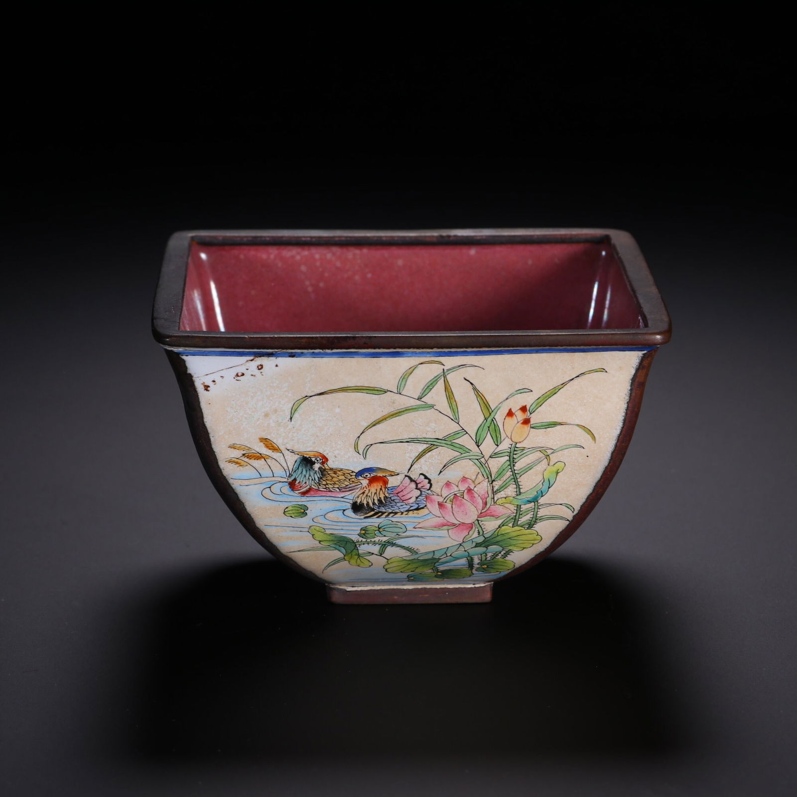Qianlong mark Copper Enamel Bowl: 6*9.2/212.5g