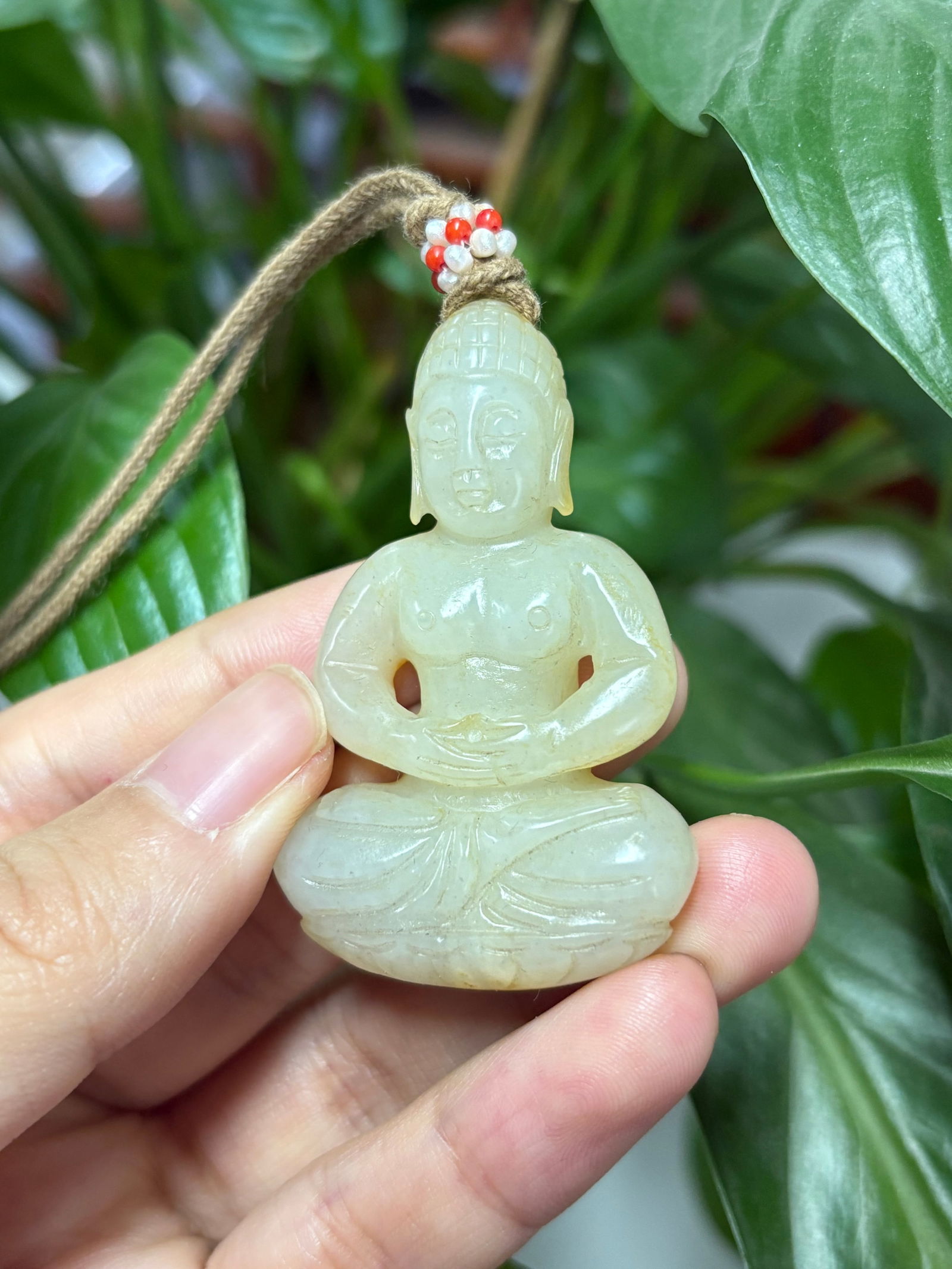Qing Dynasty Hetian Jade Portable Buddha: 5.2*3.2*1.2/25g