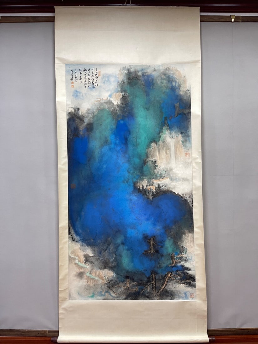 Zhang Daqian mark Ink and Wash Hanging Scroll on Paper: 178*95