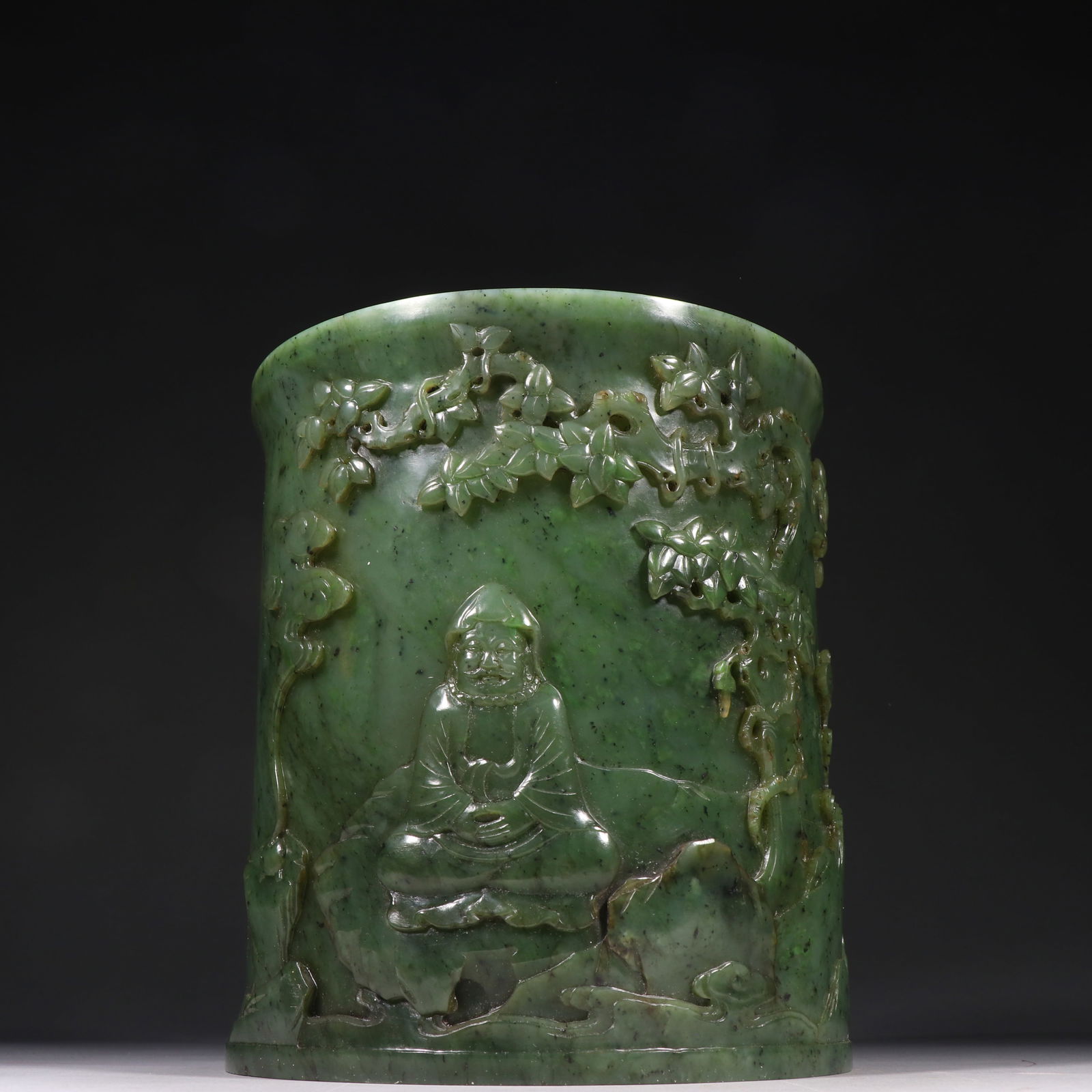 Qianlong Mark Hetian Jade Brush Pot: 20.5*18/3597.9g