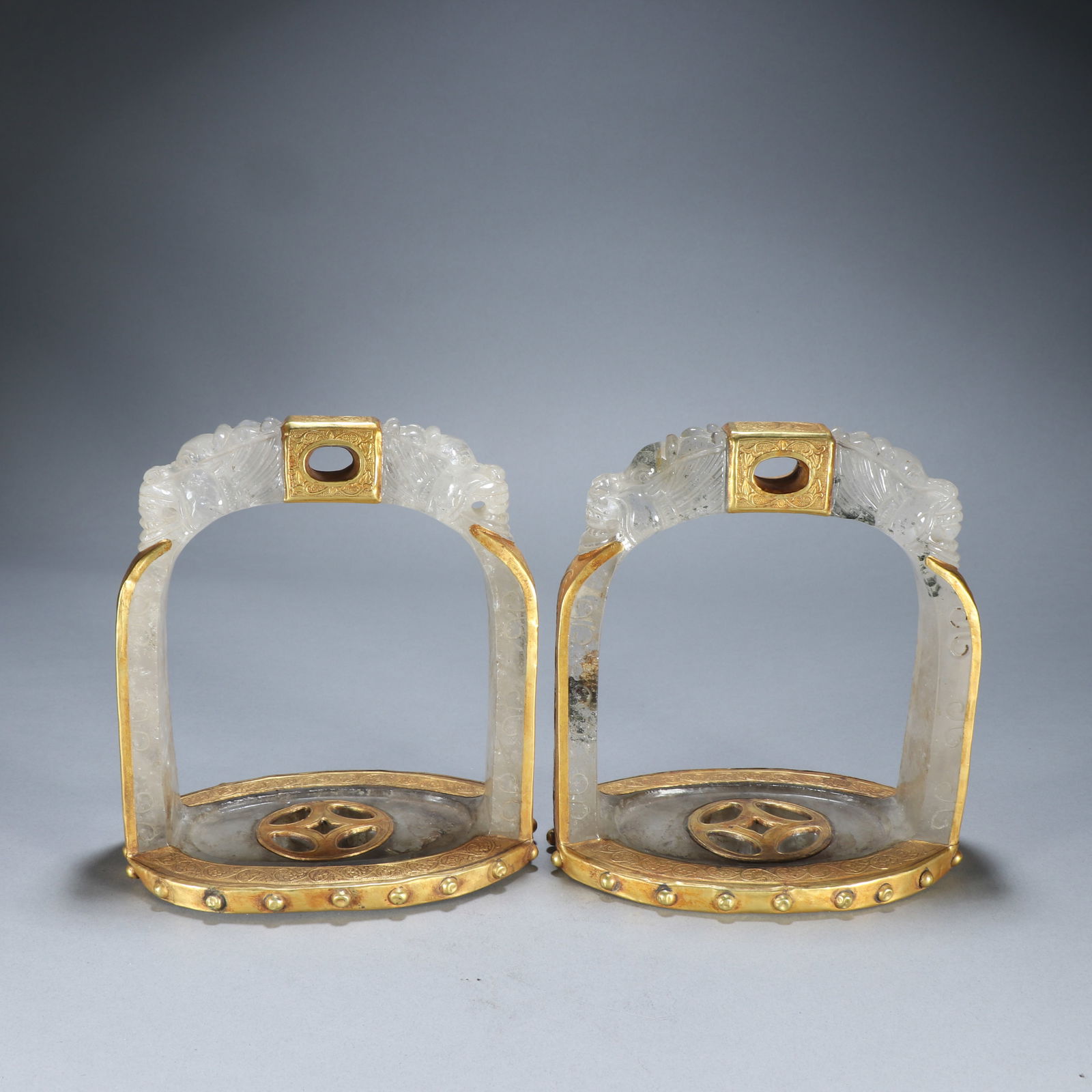 A Pair of Liao-Jin mark Crystal Gold-Plated Stirrups (1 of 4)
