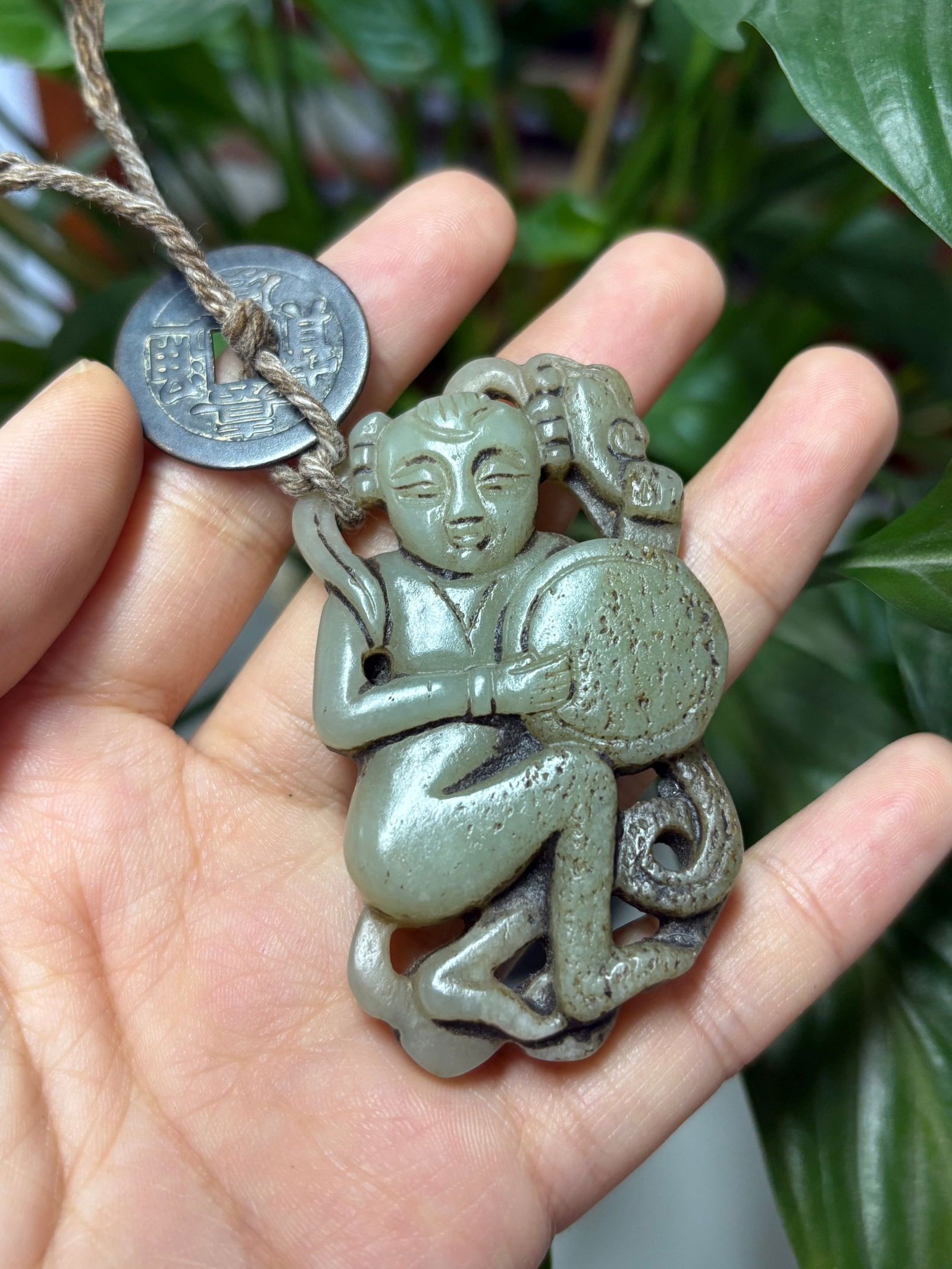 Qing Dynasty Hetian Jade Pendant: 6.2*3.5*1/32.5g