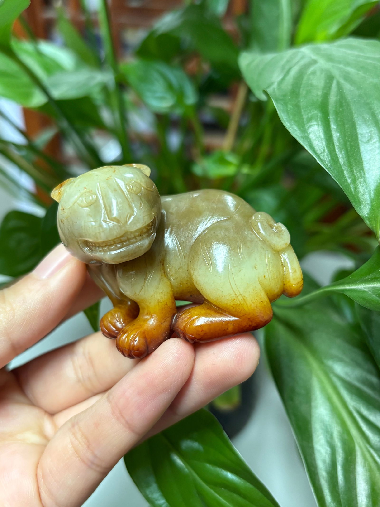 Qing Dynasty Hetian Jade Hand-held Piece: 4.2*5.6*4.7/105g