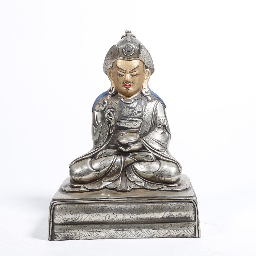 Silver Partially Gilt Buddha Statue (1 of 1)