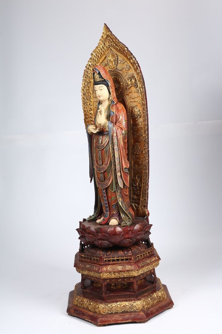 Camphor Wood Painted Buddha Statue (1 of 1)