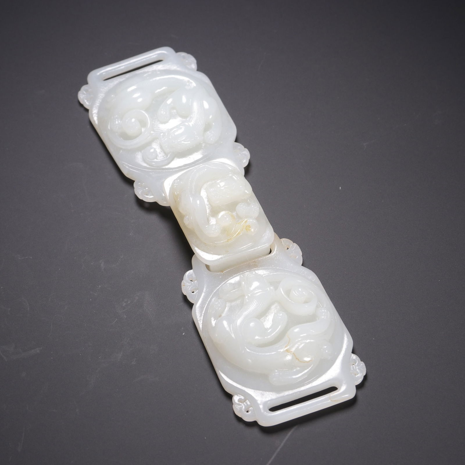 Item 1: Qing Dynasty Hetian White Jade Belt Plaque (1 of 2)